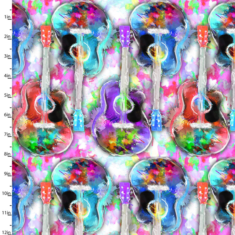 3 Wishes Fabrics Rhythm & Hues Digital Guitars Fabric