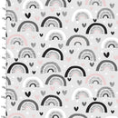 3 Wishes Fabrics Don't Forget To Dream Rainbow Hearts Gray Flannel Fabric
