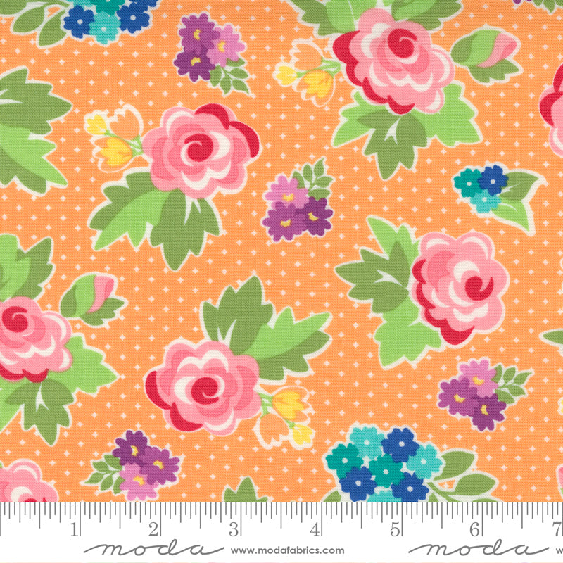 Moda Love Lily Rosy Floral Orange Blossom Fabric