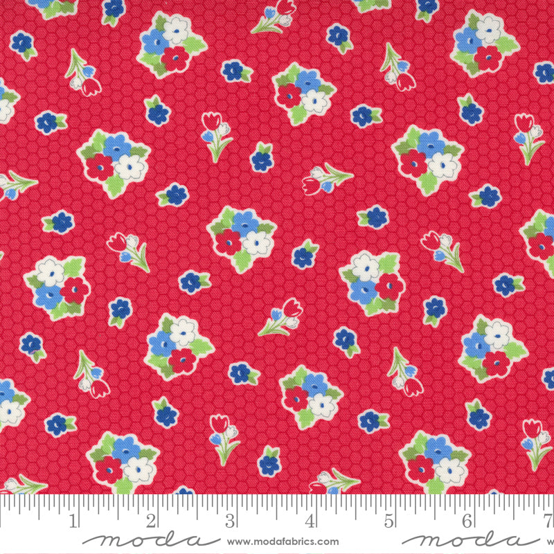 Moda Love Lily Floral Clusters Cherry Fabric