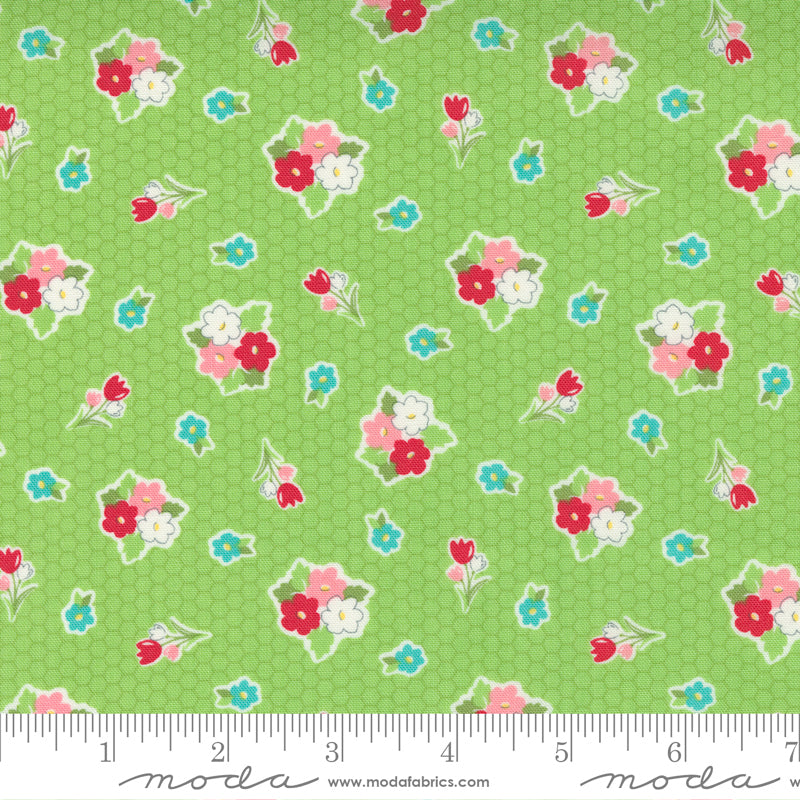 Moda Love Lily Floral Clusters Kiwi Fabric
