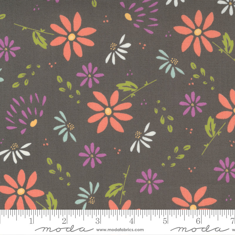 Moda Seashore Drive Daisy Floral Charcoal Fabric