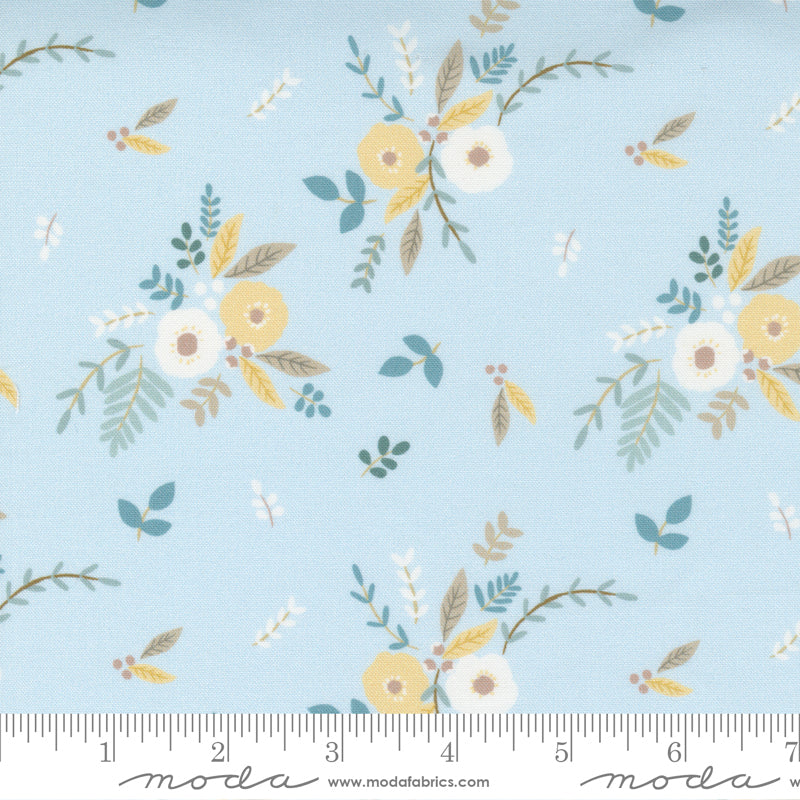 Moda Little Ducklings Floral Bouquet Blue Fabric