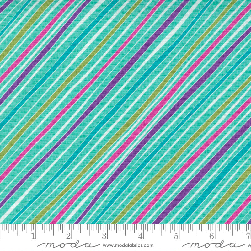 Moda Petal Power Stripe Awesome Aqua Fabric
