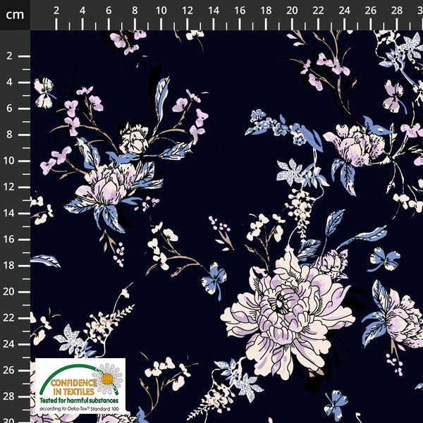 Stof Avalana Jersey Knit Navy Floral Fabric