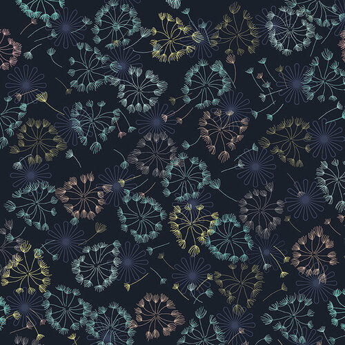 Stof Avalana Jersey Knit Bursting Flowers Navy Fabric