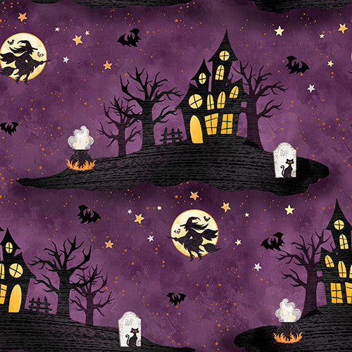 3 Wishes Fabrics Boo Y'all Haunted House Fabric
