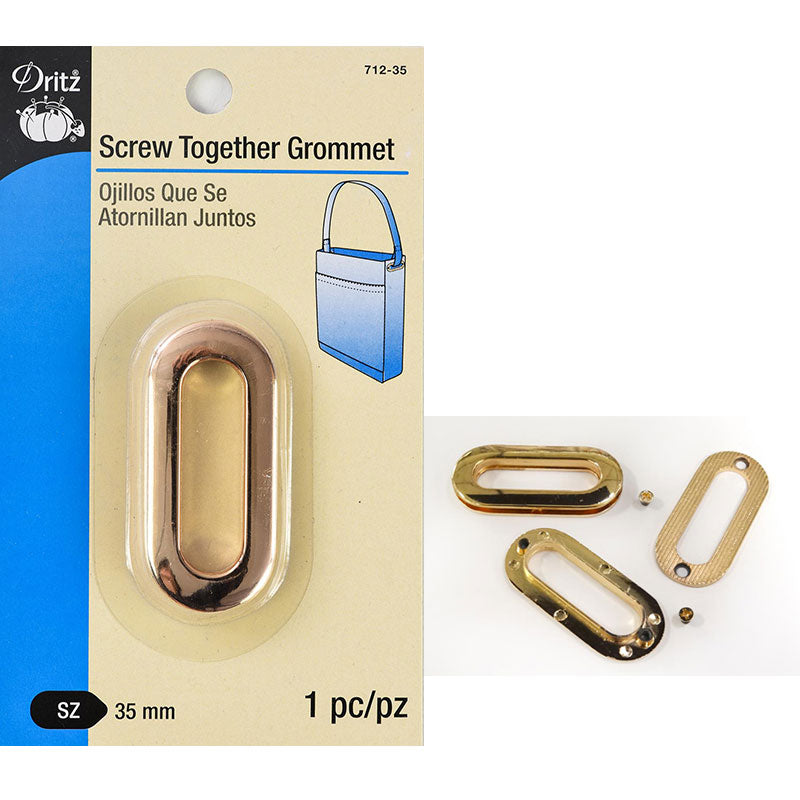 Dritz Screw Together Oblong Grommet Gold 35mm