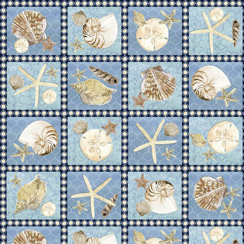 Blank Quilting Seaside Serenity Sea Life Squares Multi Fabric
