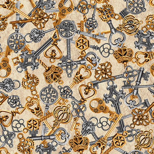 Blank Quilting Alternative Age Keys Parchment Fabric