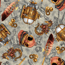 Blank Quilting Alternative Age Nautical Elements Gray Fabric