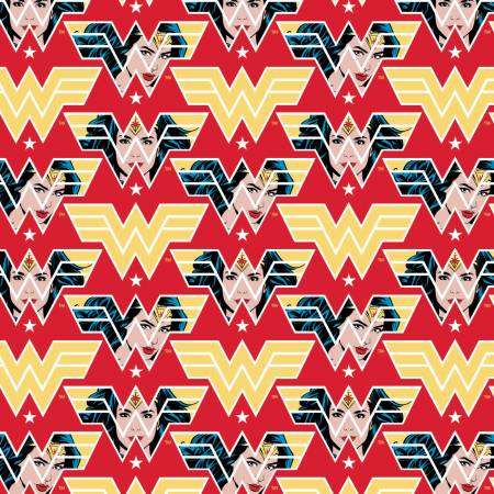 Camelot Fabrics Wonder Woman 1984 Face Crop Logo Color Red 23400823-1