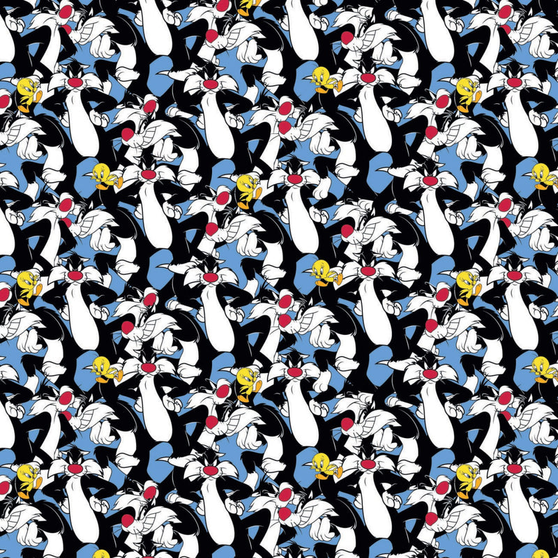 Camelot Fabrics Looney Tunes Sylvester And Tweety Blue Fabric