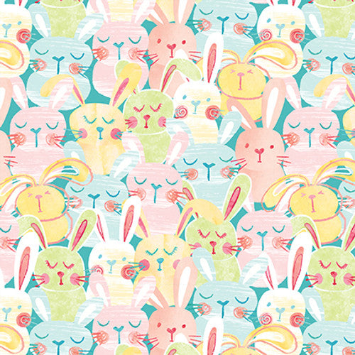 Blank Quilting I'm All Ears Stacked Easter Eggs Yellow Fabric