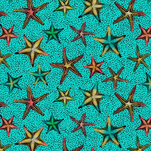 Blank Quilting Ocean Menagerie Star Fish Turquoise Fabric ONLINE PURCHASE ONLY