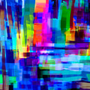 QT Fabrics 2X Brush Poly Knit Painterly Blue Cross Hatch Fabric