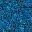 QT Fabrics 2X Brush Poly Knit Blue Paisley Fabric