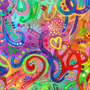 QT Fabrics 2X Brush Poly Knit Graffiti Multi Fabric