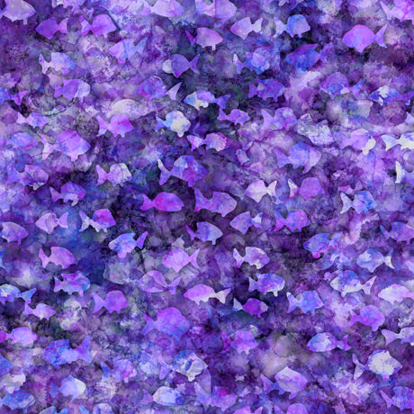 Quilting Treasures Aquatica Fish Blender Purple Fabric