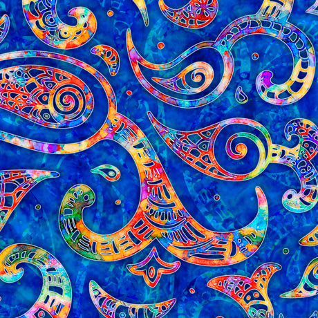 Quilting Treasures Brilliance Paisley Swirl Blue 28324 B