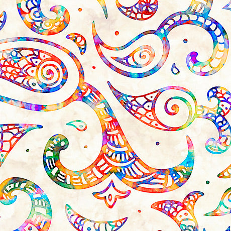 Quilting Treasures Brilliance Paisley Swirl Cream 28324 E