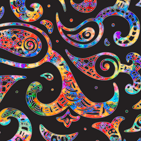 Quilting Treasures Brilliance Paisley Swirl Black 28324 J