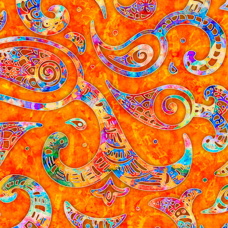 Quilting Treasures Brilliance Paisley Swirl Orange 28324 O