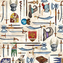 Quilting Treasures Dragon Quest Weapon And Shield Toss Ecru Fabric