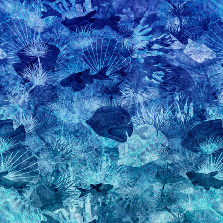 Quilting Treasures Pacifica Ocean Scenic Ombre Blue Fabric
