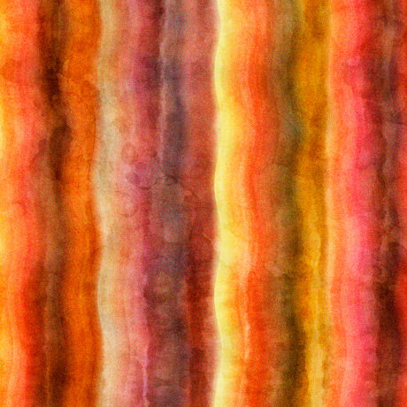 Quilting Treasures Pacifica Wavy Stripe Orange Fabric