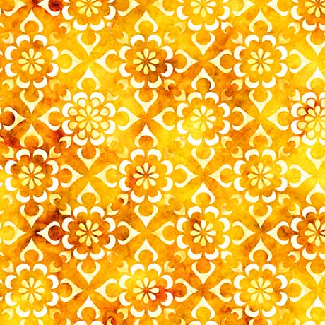 Quilting Treasures Bohemian Dreams Diamond Floral Yellow Fabric