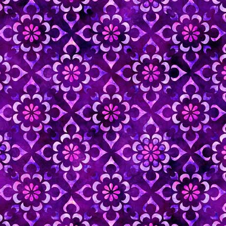 Quilting Treasures Bohemian Dreams Diamond Floral Purple Fabric