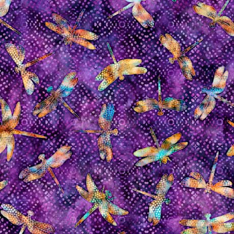 Quilting Treasures Valencia Dragonfly Toss Purple Fabric