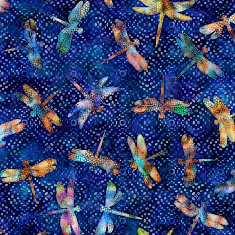 Quilting Treasures Valencia Dragonfly Toss Blue Fabric