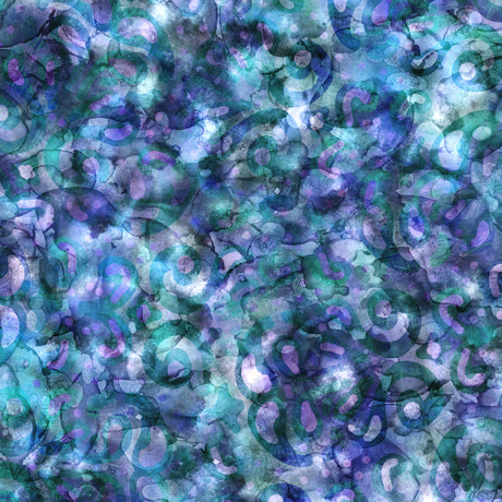 Quilting Treasures Elementals Abstract Paisley Blue Fabric