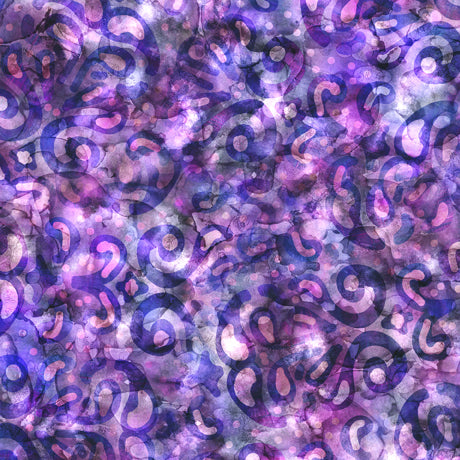 Quilting Treasures Elementals Abstract Paisley Purple Fabric