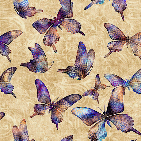 Quilting Treasures All A Flutter Butterflies Beige Fabric