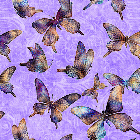 Quilting Treasures All A Flutter Butterflies Lilac Fabric