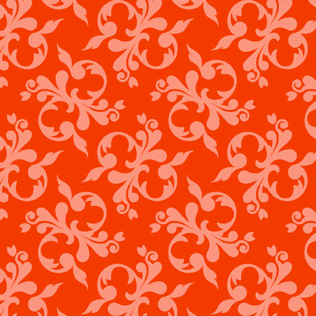 Quilting Treasures Steampunk Stitchery Scroll Orange Fabric