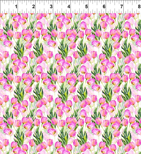 In The Beginning Fabrics Watercolor Beauty Tulips Pink Fabric