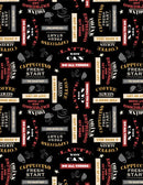 Wilmington Prints Coffee Always Word Toss Black Fabric