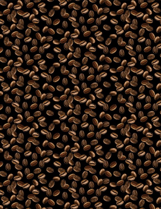 Wilmington Prints Coffee Always Coffee Beans Black Fabric