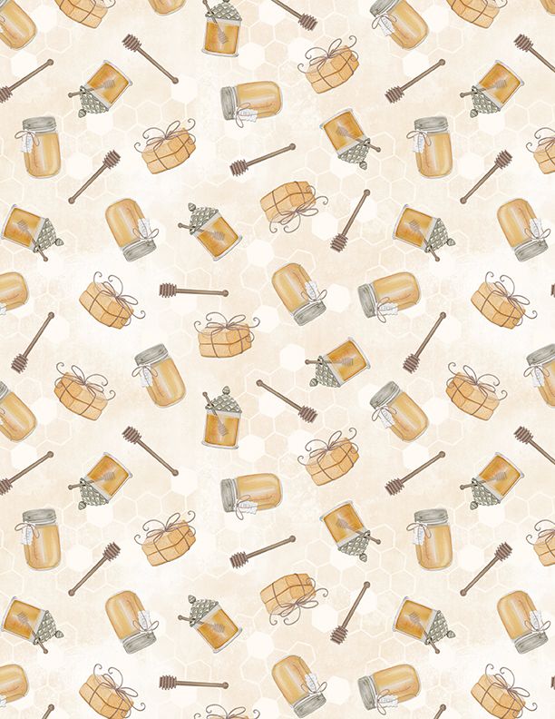 Wilmington Prints The Art Of Beekeeping Honey Jar Toss Cream Fabric