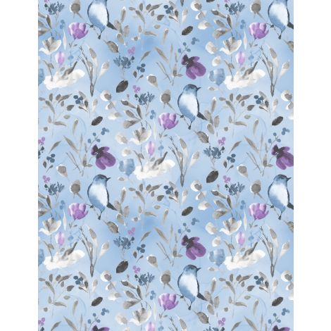 Wilmington Prints Awakenings Pattern Birds And Branches Color Blue