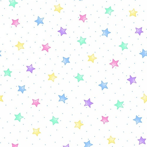  A.E. Nathan Co. Comfy Flannel Pastel Stars White Fabric
