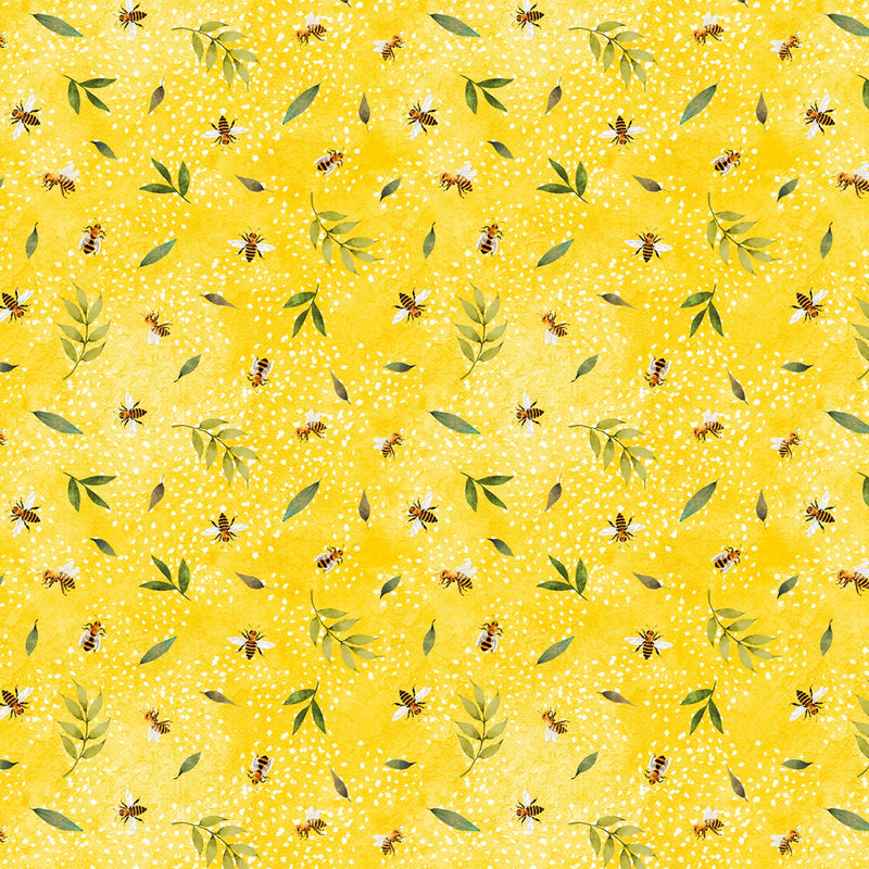 Wilmington Prints Autumn Sun Bee Toss Yellow Fabric