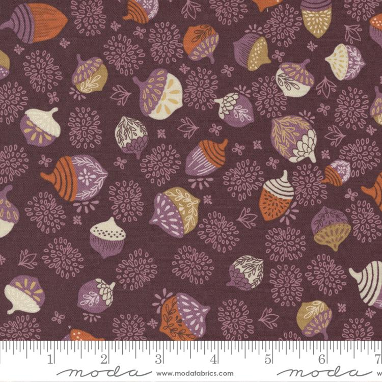 Moda Slow Stroll Acorn Toss Plum Fabric