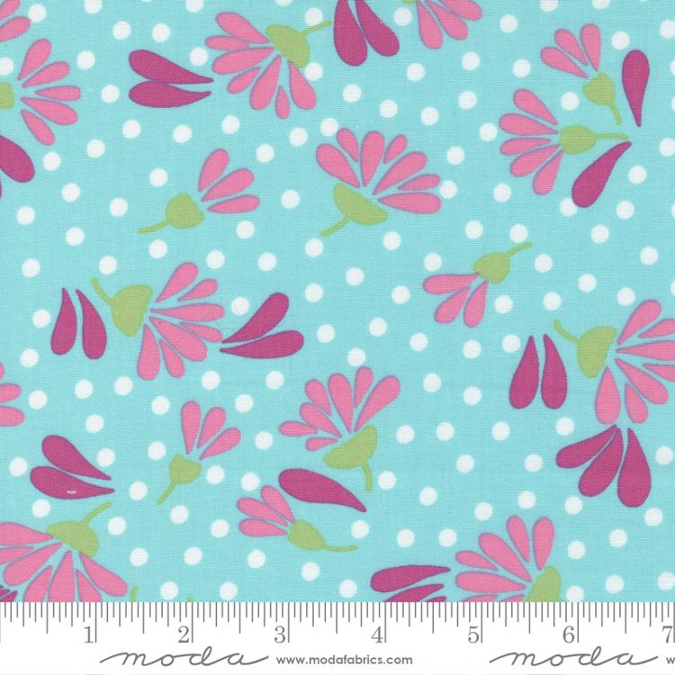 Moda Picnic Pop Wild Flowerberry Awesome Aqua Fabric