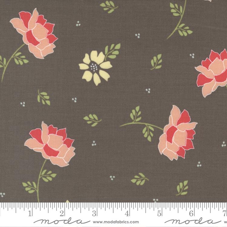 Moda Emma Flourish Large Floral Charcoal Fabric