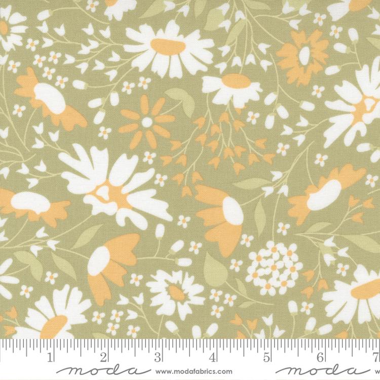 Moda Buttercup And Slate Buttercup Blooms Clover Fabric